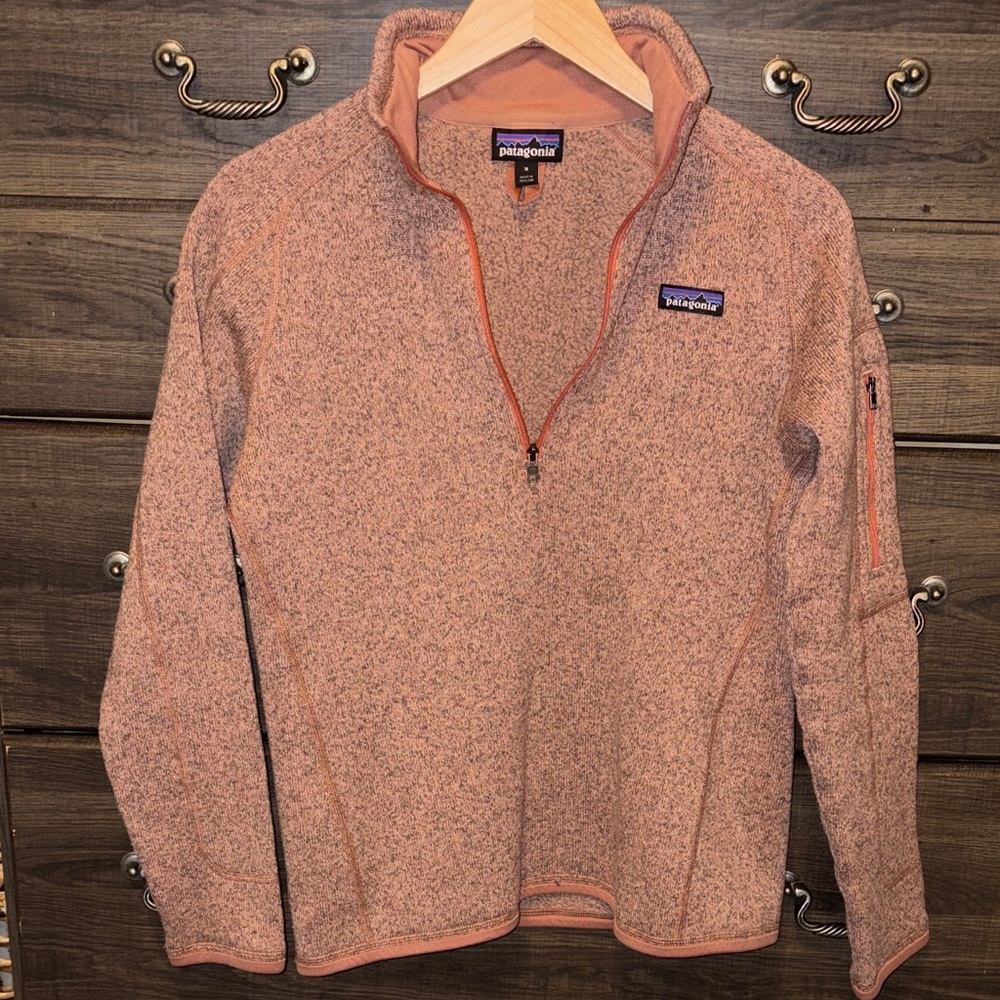 Patagonia Women's Speckled Zip-Up Sweater in Orange